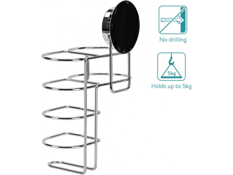  Support mural pour fer à lisser sans vis avec ventouse - rangement pour salle de bain  - Conforama C