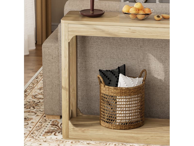  Console 140x30x79 cm en mdf avec rangement naturel chicfurn  - Conforama E