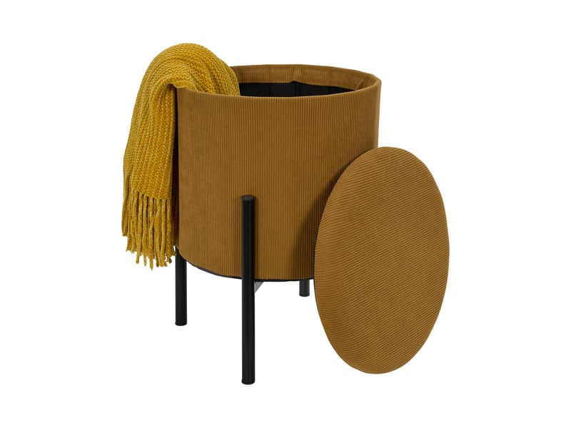 Lot de 4 poufs - home deco factory - jules - rangement - cotelé - jaune  - Conforama D