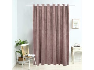 Rideau occultant, rideau black-out avec anneaux en métal velours rose 290x245 cm cf43954