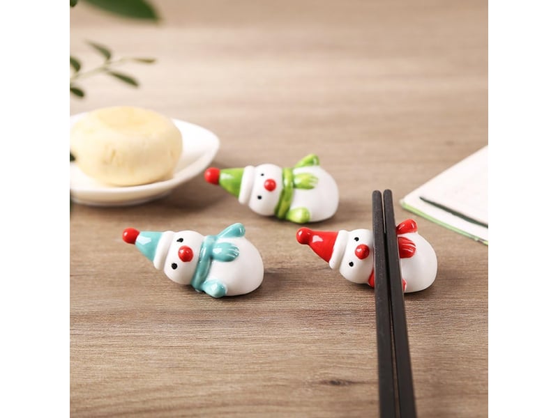 Lot de 3 repose-baguettes de noël - joli porte-baguettes bonhomme de neige - pour dîner fourchette, cuillère, couteau, vaisselle - décoration de noël - Conforama E