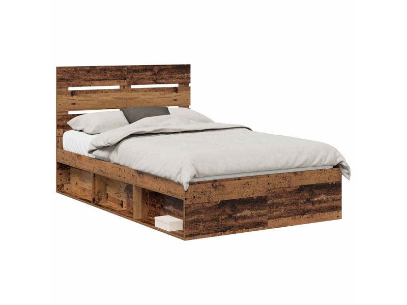 Lit double- lit adulte - cadre de lit bois ancien 120 x 190 cm bois de pin massif - Conforama A