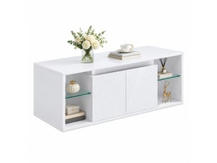 Table basse rectangulaire coloris blanc <strong>CHICFURN</strong> <strong></strong> - 50 cmx100 cm