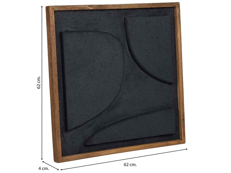 Tableau artisanal en bois recyclé relief noir 62x4x62 cm h - Conforama C