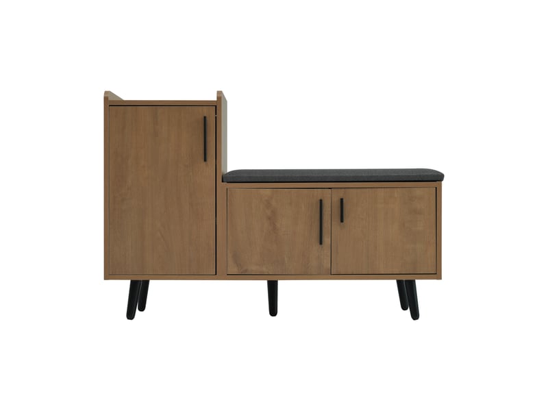  Banc à chaussures moderne avec rangement, coffre d’entrée, 3 portes, poignées métal, 100 cm  - Conforama A