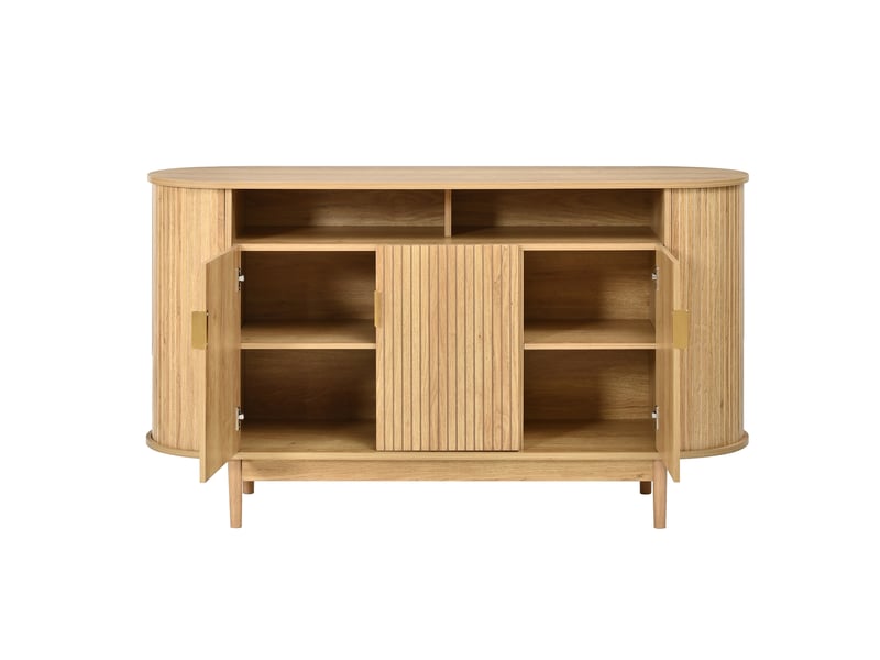  Buffet 3 portes en mdf effet bois pieds en pin 140 x 40 x 78 cm GL7423D - Conforama A