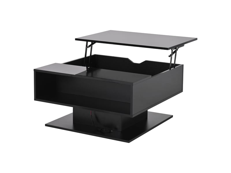 Table basse relevable avec rangement et led, noir, finition brillante – 80 x 75 x 40 cm IKSETERA TRADING LTD - Conforama A