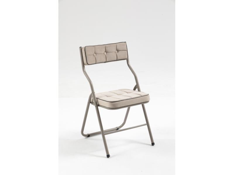  Lot de 2 chaises de salle à manger pliantes,avec coussins,velours,kaki  - Conforama A
