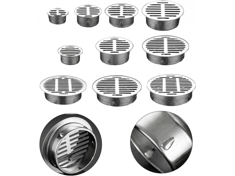  Drain de sol rond en acier inoxydable de 90 mm, anti-blocage, pour extérieur, avec grand débit pour jardin  - Conforama E