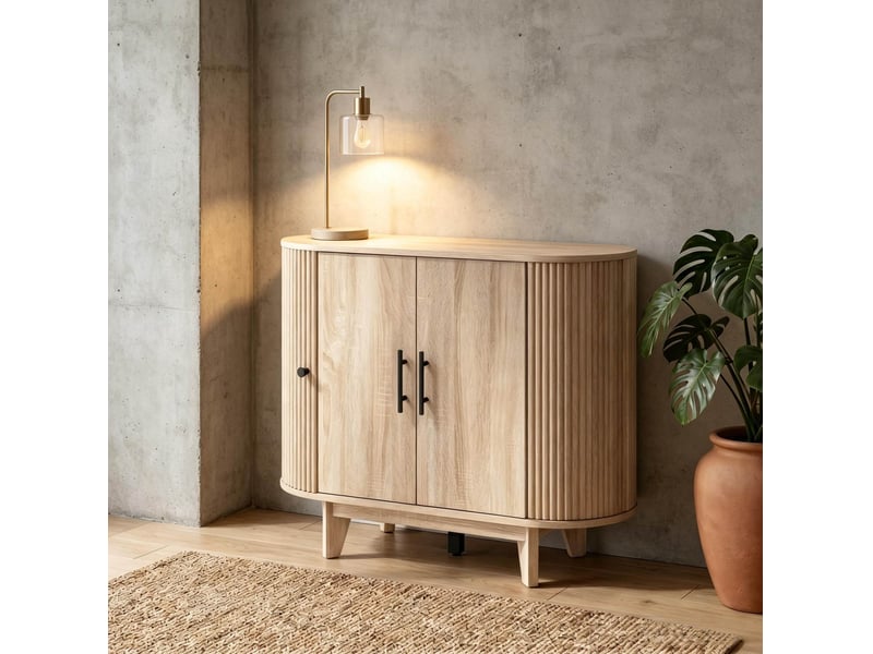 Buffet de rangement 90x40x76 cm avec étagères réglables en mdf et acier - Conforama B