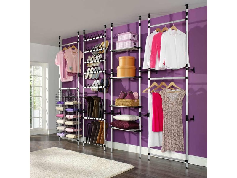  Système de garde-robe télescopique barres et étagère aluminium shl58718  - Conforama B