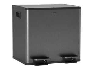 Poubelle de tri à pédale 2x15 l en inox et plastique noir 41,7x36,6x43,2 cm