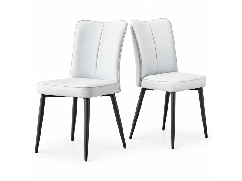  Lot de 2 chaises de salle à manger moderne 36x42,5x89 cm, assise rembourrée et dossier ergonomique, pu, gris clair+noir  - Conforama A