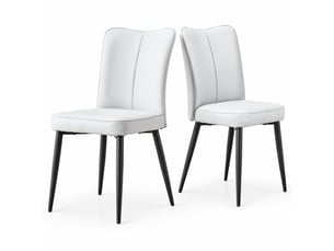 Lot de 2 chaises de salle à manger moderne 36x42,5x89 cm, assise rembourrée et dossier ergonomique, pu, gris clair+noir