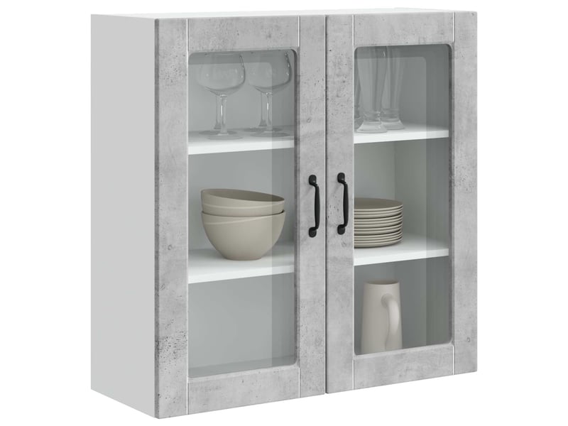  Meuble mural de cuisine, cabinet en verre mural gris béton 80x31x80cm shl1811  - Conforama C