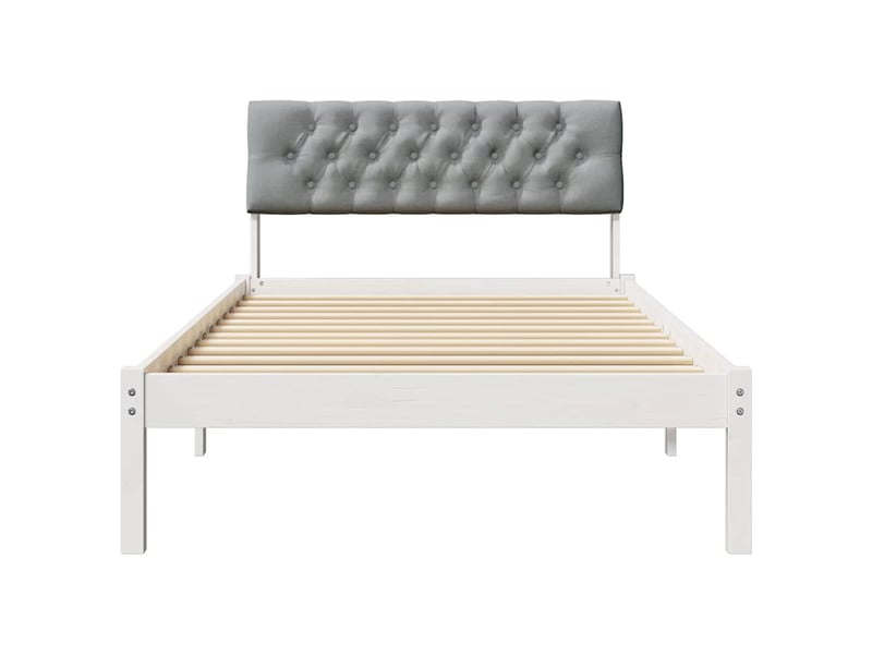 Lit simple- lit adulte -  cadre de lit avec tête de lit blanc et gris clair 100 x 200 cm  - Conforama D