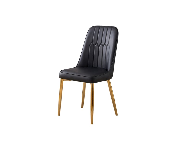  Lot de 2 chaises de salle à manger,43x41,5x89 cm,similicuir et métal doré,noir  - Conforama D