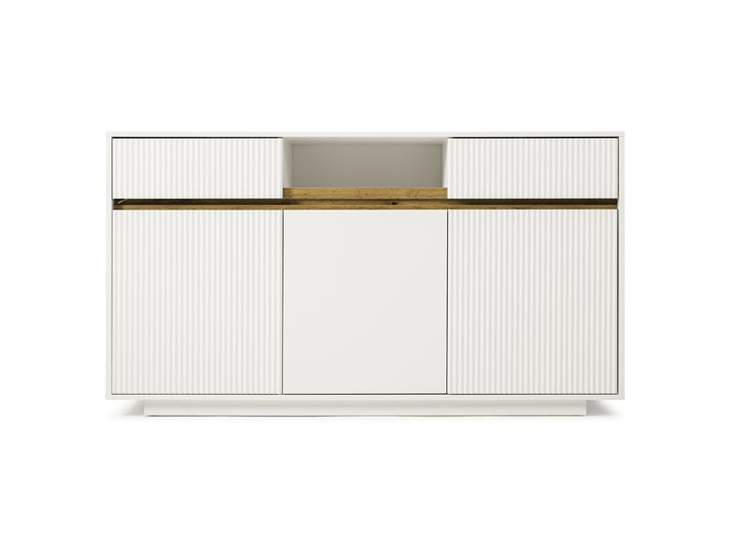  Buffet avec led 2 tiroirs et 3 portes mdf blanc 140x40x85 cm AB20877172W - Conforama A