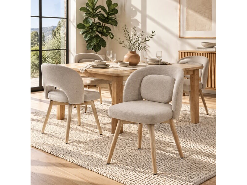  Lot de 2 chaises de salle à manger pivotantes 360° 50.5x47x77.5 cm beige  - Conforama E
