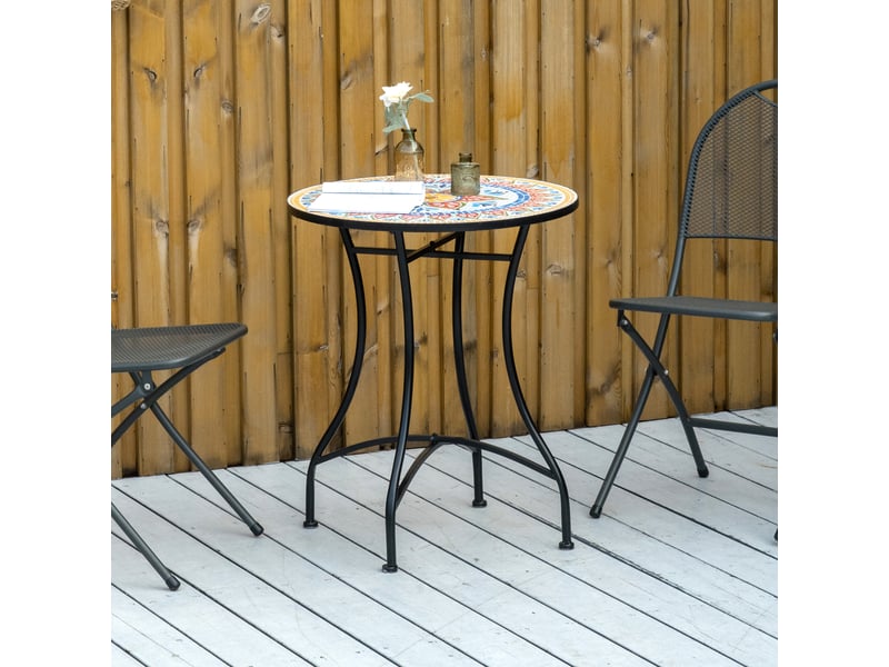 Table jardin ø60 cm, balcon métal intempéries, repas extérieur, camping, ronde, rougebleublanc.  - Conforama D