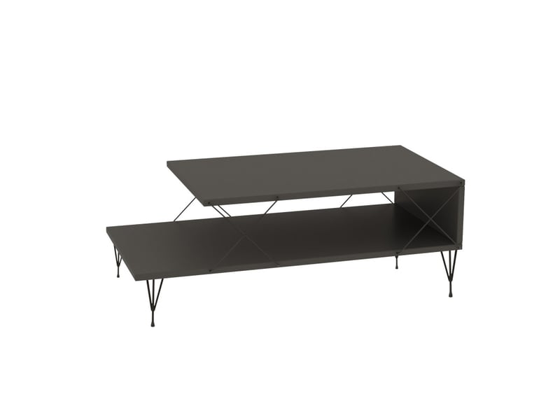 Table basse table de salon bois mdf mélaminé anthracite avec pieds métal l 100 cm industriel - Conforama E