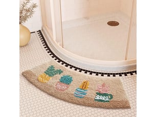 Tapis de bain incurvé, moelleux et moelleux en microfibre, absorbant, ultra doux, pour douches rondes, lavable en machine, 45 x 100 cm (plante)