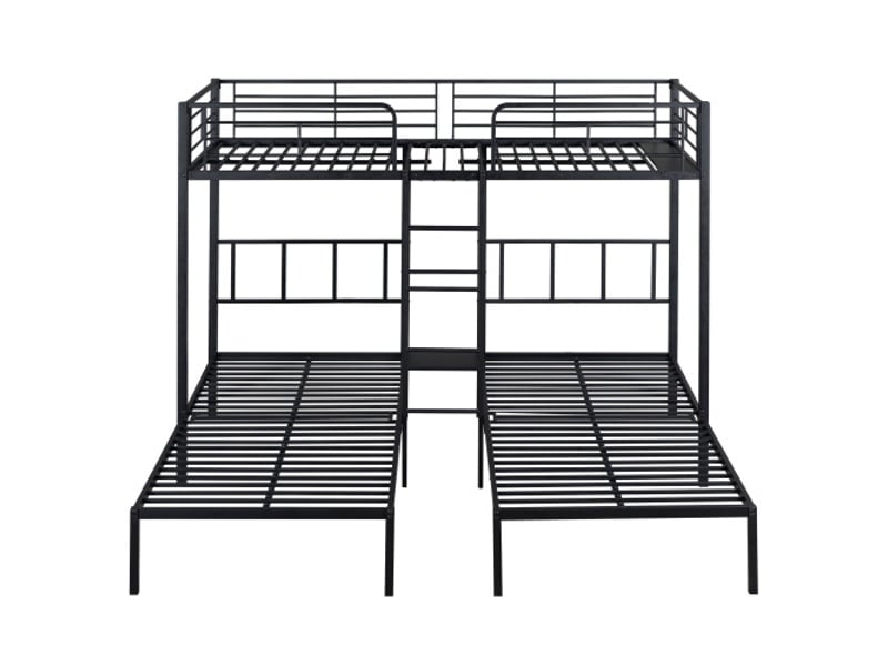  Lit superpose 3 places avec rangement fonctionnel avec table, échelle et protections latérales | idéal pour chambre d’enfant et adolescent  - Conforama A