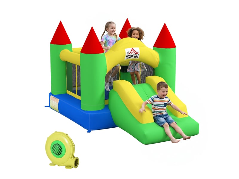  Château gonflable avec toboggan et filet de sécurité, jusqu'à 100 kg, 3-10 ans, 300 x 180 x 160 cm  - Conforama A