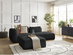 Canapé droit fixe BOBOCHIC LEOPOLD 4 places Tissu noir