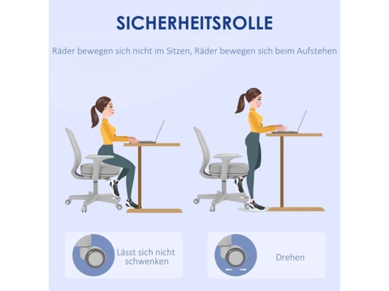 Chaise de bureau ergonomique pivotante réglable en hauteur, gris, 55 x 48 x 82,5-94,5 cm  - Conforama E
