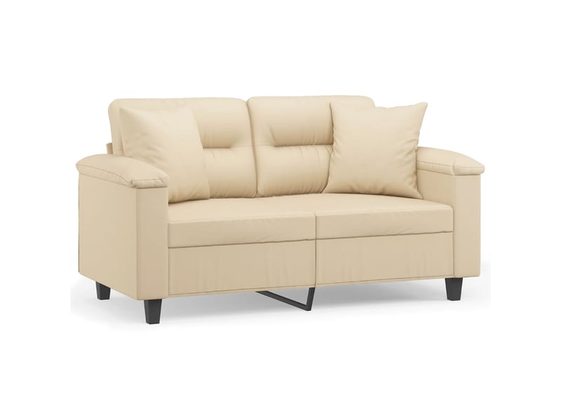 Canapé droit fixe, canapé 2 places avec oreillers crème 120 cm tissu microfibre  - Conforama A