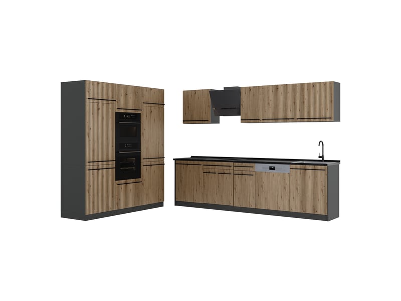  Vicco cuisine, chêne artisananthracite, 180cm sans plan de travail  - Conforama A
