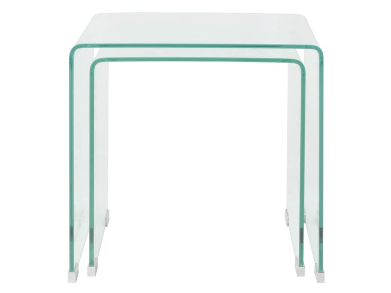  Ensemble de tables gigognes 2 pièces - table de salon - table à thé verre trempé transparent  - Conforama A