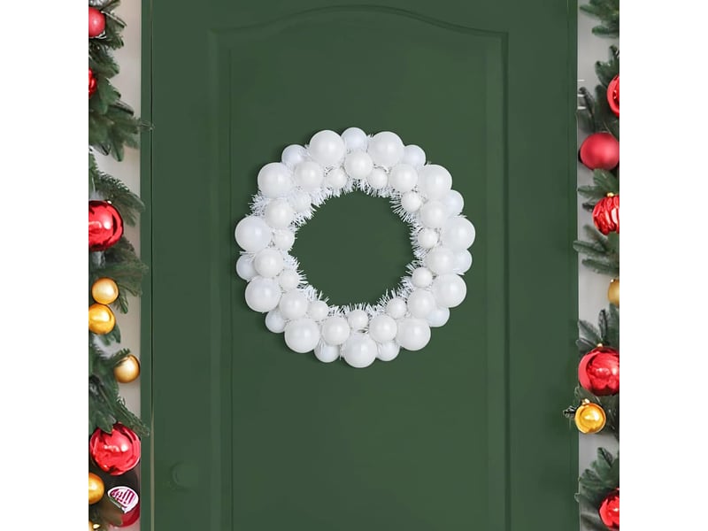  Couronnes de boules de noël 2 pcs blanc 33 x 33 x 7 cm  - Conforama C