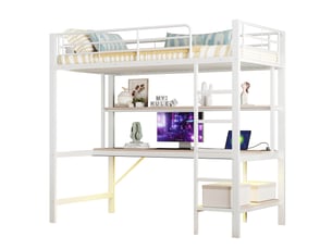 Lit mezzanine 90x200 cm REDOM coloris blanc