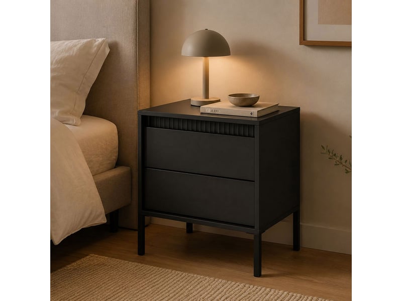  Table de chevet gasalisa, 2 tiroirs, 54x40x56h cm noir Gasalisa - Conforama B