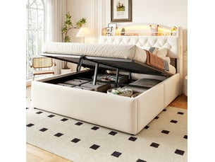 Lit coffre 140x200 cm VIVRYN coloris beige