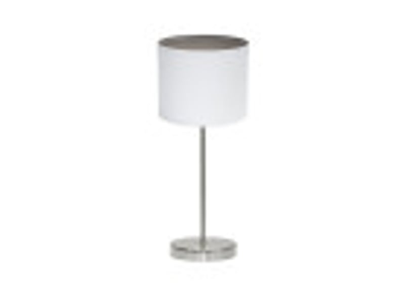  Fabrilamp tatiana lampe à poser nickelé blanc effet bois gris, abat-jour textile finition bois, 1 x e14, 42 cm 189171083 - Conforama B