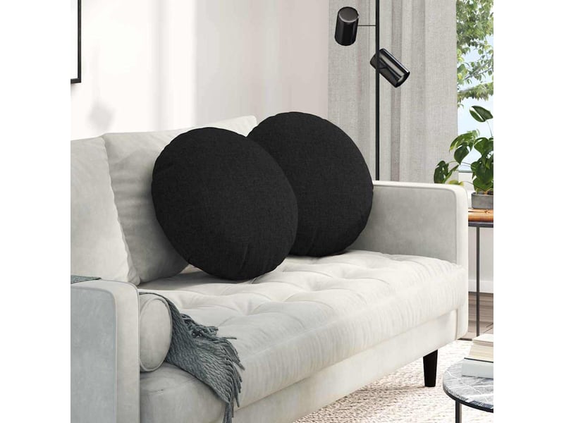 Lot de 2 coussins de siège, coussins décoratifs tissu noir ø50 x 19 cm cf59850 - Conforama B