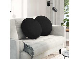 Lot de 2 coussins de siège, coussins décoratifs tissu noir ø50 x 19 cm cf59850