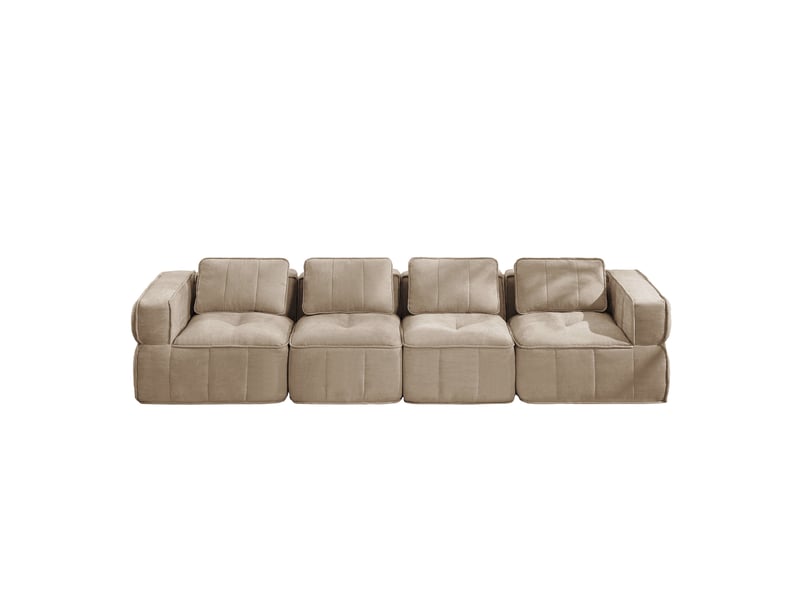  Canapé modulable compressé 4 places sans structure en polyester sable  - Conforama A