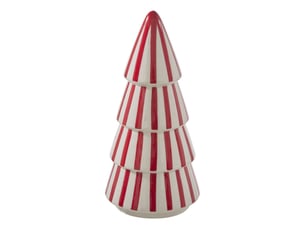 Sapin de noël décoratif en céramique rouge et blanc h. 22 cm