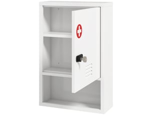 Armoire à pharmacie murale avec serrure à combinaison et clé, 3 niveaux, verrouillable, blanche