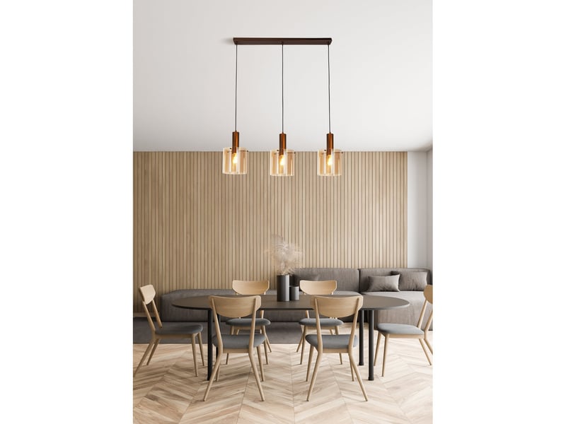 Searchlight sweden suspension à 3 lampes, verre moka et ambré, 3 douilles e27  - Conforama B