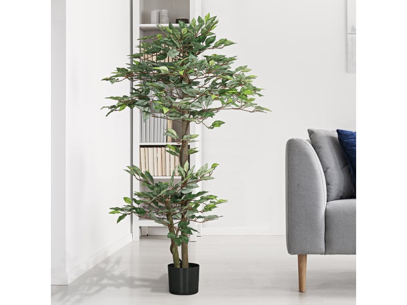  Arbre artificiel plante artificiel ficus hauteur 1,5 m tronc branches liane lichen feuilles grand réalisme pot inclus  - Conforama D