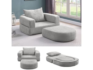 Canapé-lit compressé - fauteuil-lit pliable - oreiller inclus - matelas convertible - 18 kg - gris clair