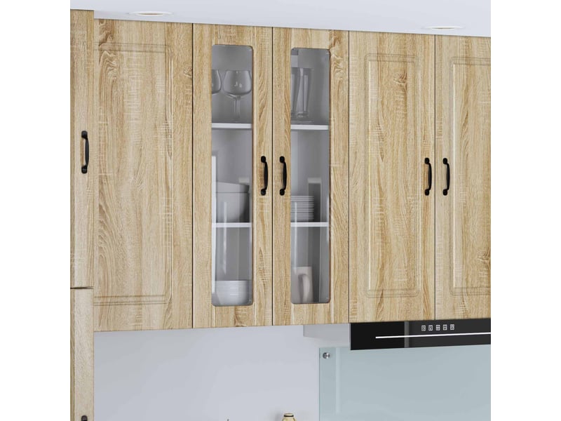  Meuble mural de cuisine, cabinet en verre mural chêne sonoma 60x31x100cm shl1001  - Conforama B
