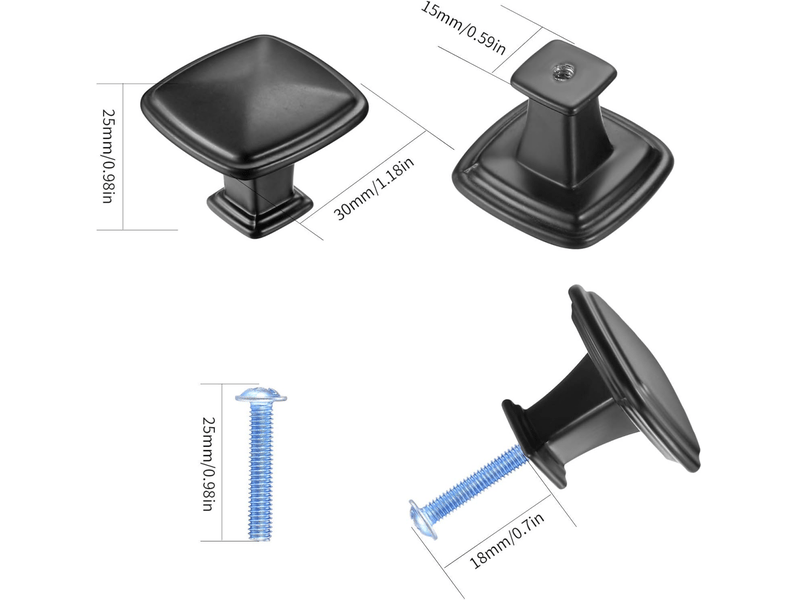 Pièces de poignée noire pour meubles de cuisine, portes de tiroirs et armoires - Conforama B