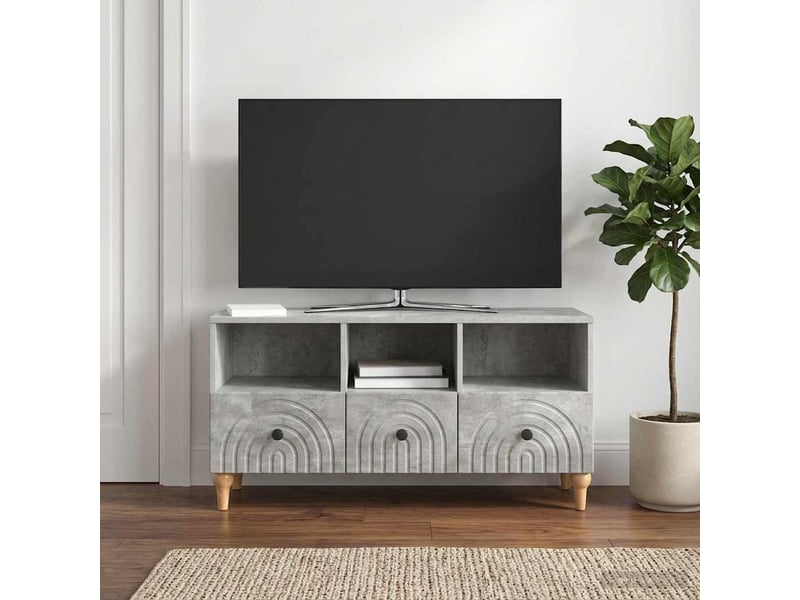  Meuble tv - banc tv - meuble de rangement 102 x 34,5 x 50 cm gris béton bois d’ingénierie  - Conforama B