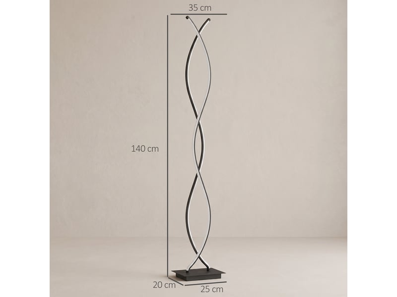  Lampadaire led à luminosité réglable, double spirale, noir  - Conforama E